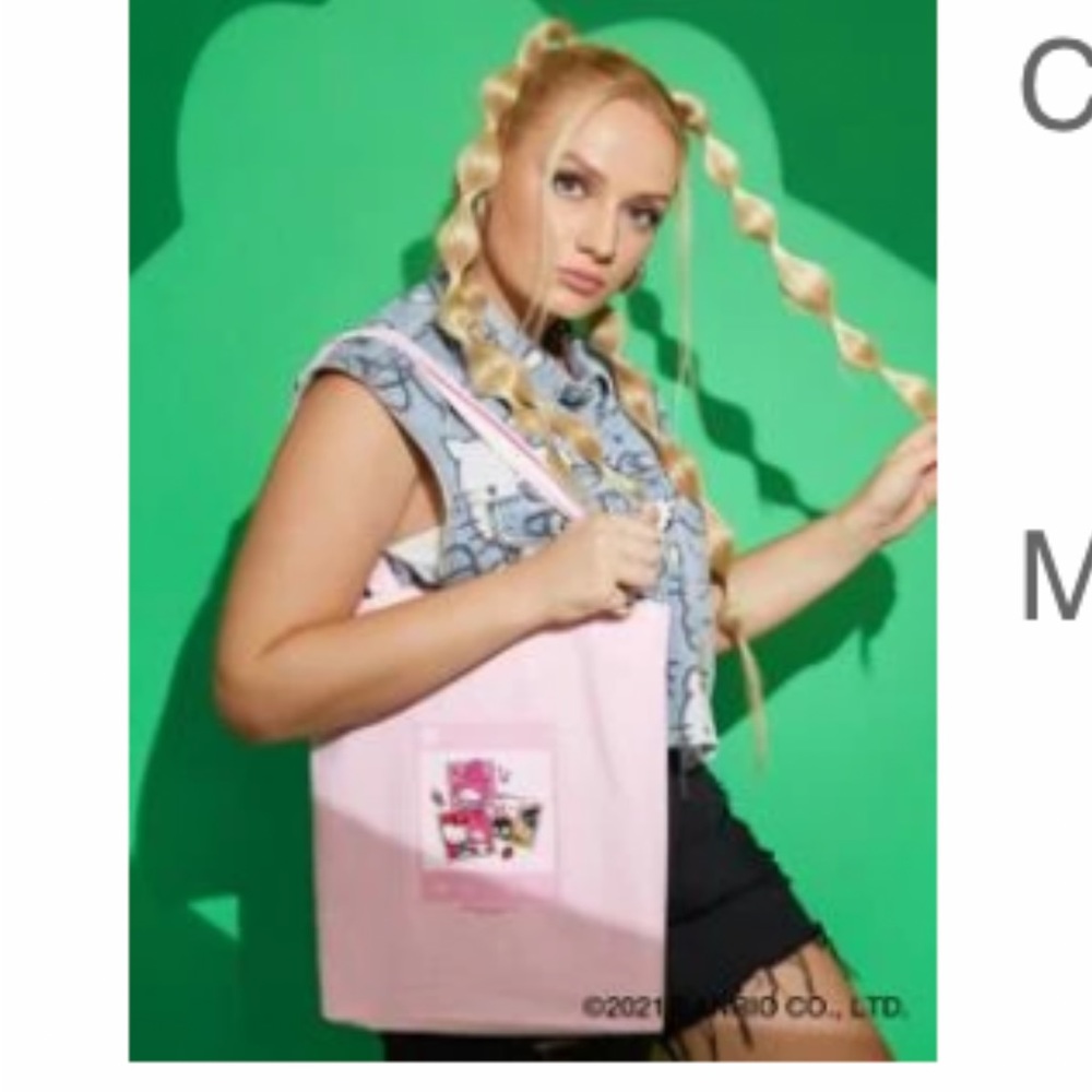 NWT sanrio pink canvas tote
